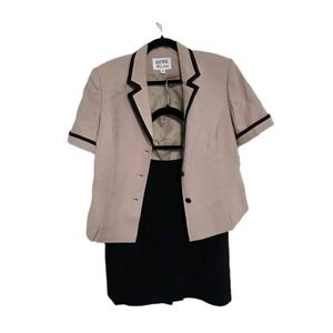🧥 Kasper A.S.L.‎ Petite 2-Piece Skirt Suit Taupe/Black Trim Career 14P 🖤